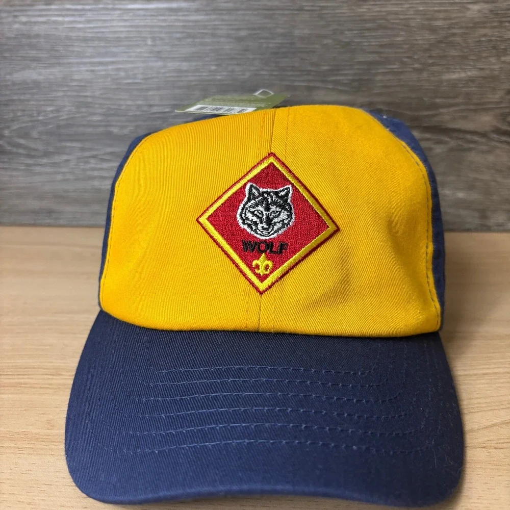 Boy Scouts Hat Cap Strap Back Blue Youth‎ Boys Wolf Cub Adjustable NWT